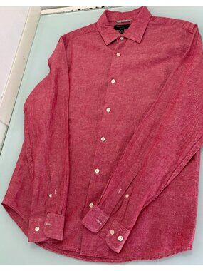 Banana Republic Shirt Mens M Medium Slim Fit Linen Blend Long Sleeve Button Up